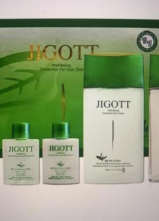 Чоловічий набір для догляду за обличчям зелений чай well-being green tea homme skin care jigott 2set