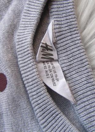 Кофта свитер джемпер мишка из мягкого хлопка тонкой вязки с длинными рукавами  h&m6 фото