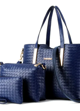 Стильний набір жіночих сумок із плетінням, 3в1 6 кольорів ск-214да