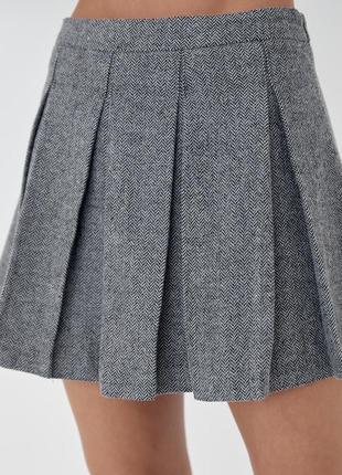 Юбка юбка мини короткая в складку тенниска твидовая теплая плотная плотная плотная плотная стильная тренд зара zara4 фото