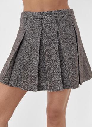 Спідниця юбка міні коротка в складку теніска твідова тепла плотна цупка стильна тренд зара zara6 фото