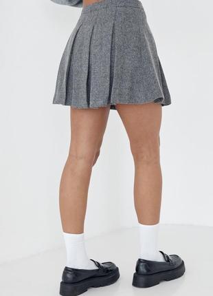 Юбка юбка мини короткая в складку тенниска твидовая теплая плотная плотная плотная плотная стильная тренд зара zara3 фото