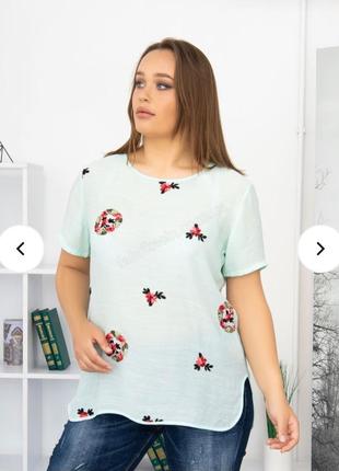 Блуза жіноча м'ятна, кофта, футболка1 фото
