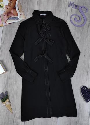 Женское чёрное платье рубашка mango с тремя бантами размер xl2 фото