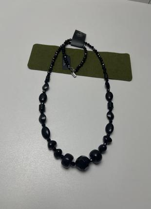 Комплект ожерелье и браслет черное1 фото