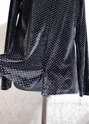 Чёрный пиджак бархатный с серебристым горошком5 фото