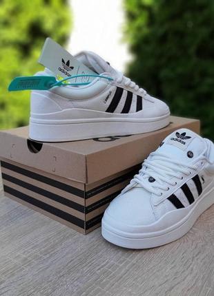 Adidas campus x bad bunny белые с черным кроссовки женские замшевые топ качество адидас кампус кеды осенние низкие4 фото