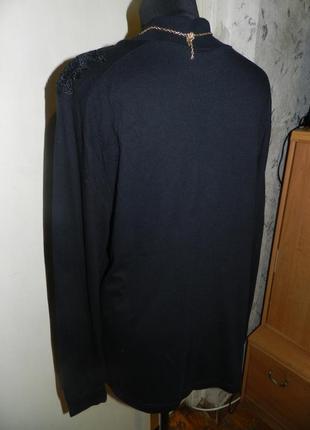 Натуральная,трикотажная блузка-полугольф с кружевом на плечах,большого размера,cellbes2 фото
