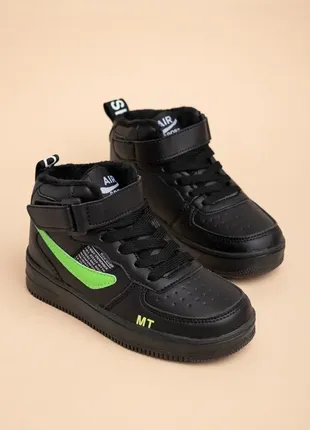 Черевики для хлопчиків r3370-6 чорні утеплені демі демісезонні хайтопи ботинки