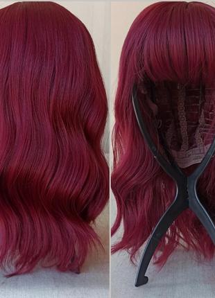 Короткая красная парика, новая, с чёлкой, парик1 фото