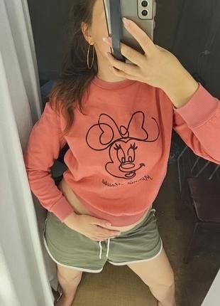 Свитшот disney minnie mouse минни мау мини микки маус дисней осень теплый весна зима укороченный флис коттон девочка подросток женщина2 фото