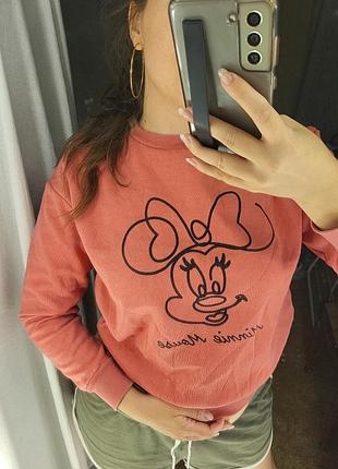 Свитшот disney minnie mouse минни мау мини микки маус дисней осень теплый весна зима укороченный флис коттон девочка подросток женщина