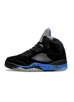 Женские кроссовки nike air jordan 5 retro black blue