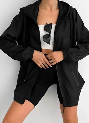 Стильная куртка женская комфортная классная классическая, удобная модная трендовая ветровка черная белая5 фото