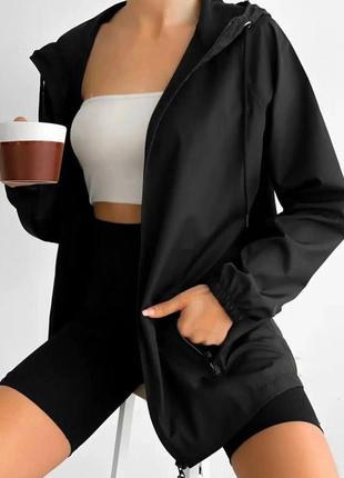 Стильная куртка женская комфортная классная классическая, удобная модная трендовая ветровка черная белая2 фото