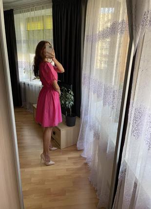 Платье из прошивки, розовое платье с вышивкой от бренда vero moda7 фото