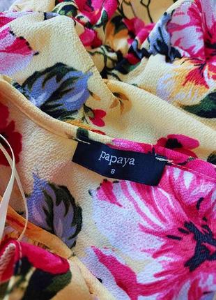 Блузка с воланами, цветочный принт. papaya. размер- 8. s.m.3 фото