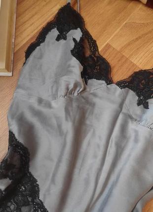 Пеньюар шелк шелковая ночнушка рубашка женская с кружевом3 фото