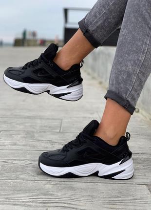 Nike m2k tekno black/white шикарные женские кроссовки найк текно черные с белым2 фото