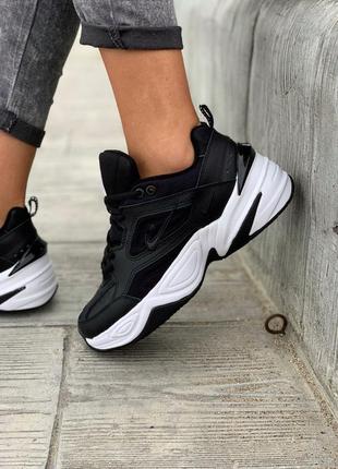 Nike m2k tekno black/white шикарные женские кроссовки найк текно черные с белым4 фото