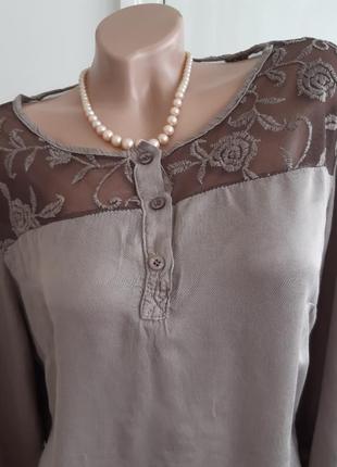 Блуза с кружевной вставкой размер l, m, италия8 фото