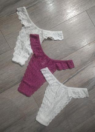 14/42/м-l,debenhams, ажурные трусики танга с высокой посадкой, белые и темно розовые, стринги