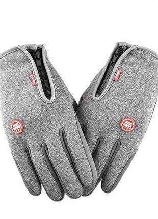 Сірі і чорні перчатки спортивні термо, вітрозахистні, водонепроникні, неопренові1 фото