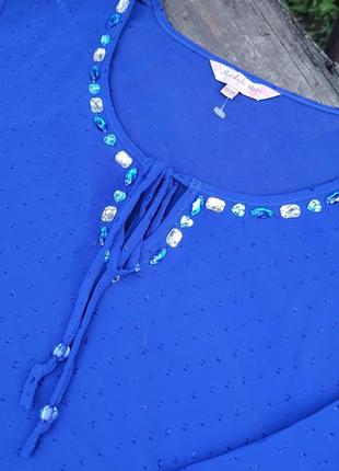Блуза с камнями, блуза со стразами, новая синяя блуза1 фото
