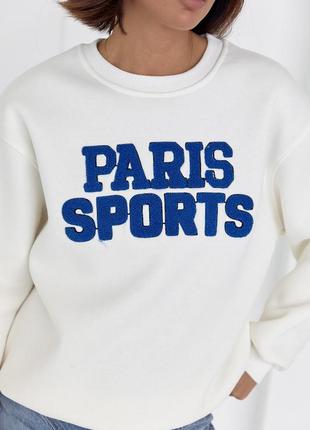 Теплый свитшот на флисе с надписью paris sports2 фото