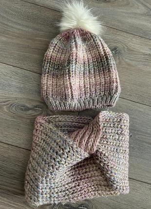 Зимовий комплект reserved шапка і снуд хомут шарф рукавички2 фото