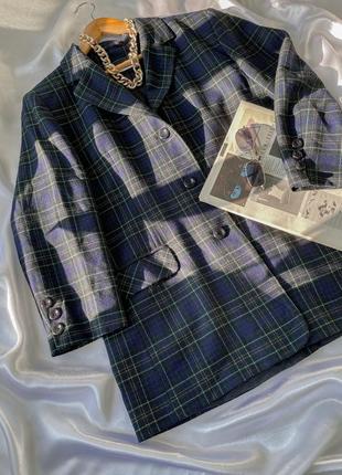 Пиджак трендовый базовый в клетку шерстяной люкс винтажный жакет блейзер2 фото