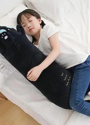Детская игрушка кот батон тёмная ночь 110см, забавная мягкая подушка-обнимашка2 фото