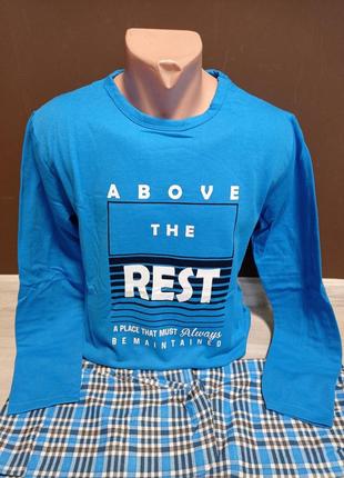 Підліткова піжама для хлопчика тепла з мікроначісом туреччина asma  100% бавовна 14-18 років синя