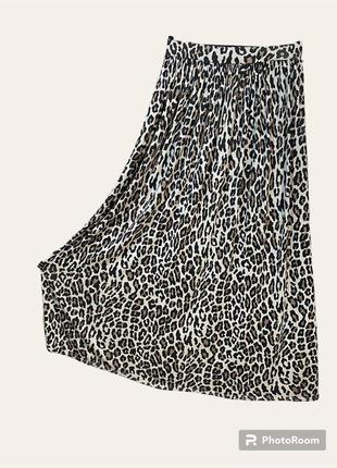 Трикотажная длинная юбка в анималистический принт, длинная юбка натуральная ткань