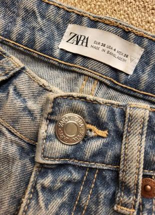 Джинсы zara 36 26 4 рваные потертые тайдай высокая посадка зара слоучи мом багги mom3 фото