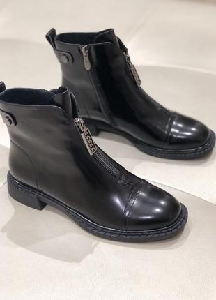 Женские деми ботинки черные из натуральной кожи на низком ходу p237-k420-n1146b brokolli 3117 37