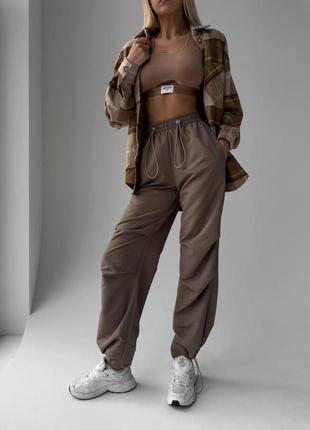 Штаны карго женские, размер xs-s ,коричневый1 фото
