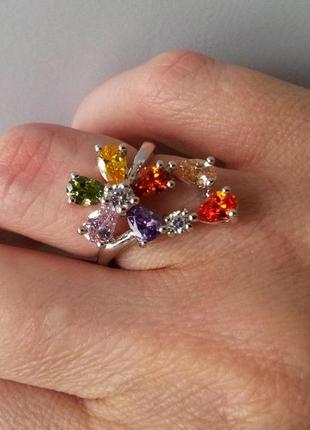 Восхитительное кольцо с мультисамоцветами2 фото