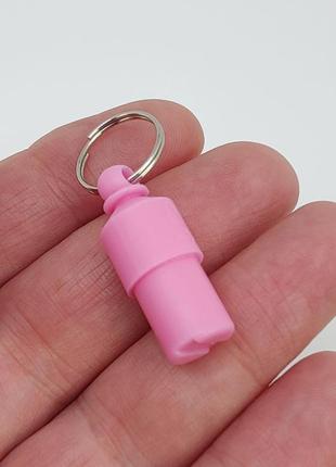 Брелок-капсула адресник (прочный пластик) для собак и кошек розовый арт. 04114