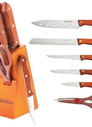Набор ножей на подставке 7 предметов maestro rainbow mr-1401