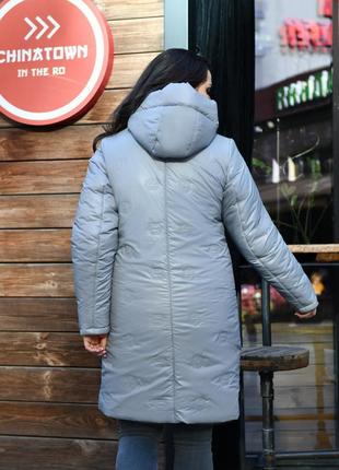 Жіноча зимова куртка пальто подовжена на силіконі батал 48-54 різні кольори4 фото
