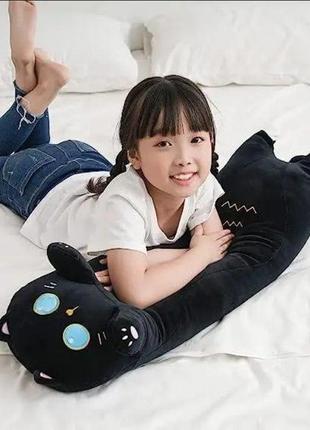 Детская игрушка кот батон тёмная ночь 130см, забавная мягкая подушка-обнимашка4 фото