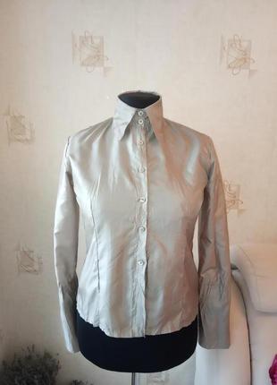 Натуральная блестящая рубашка, блузка, шелк, flying dragon, воротник стойка