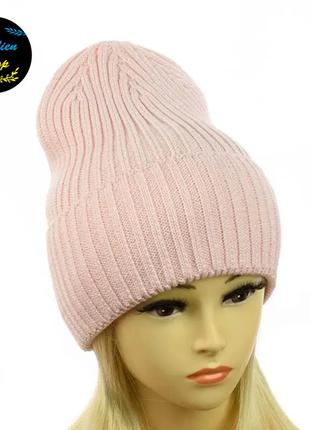 ● жіноча в'язана шапка - ельза - світло-рожевий ●