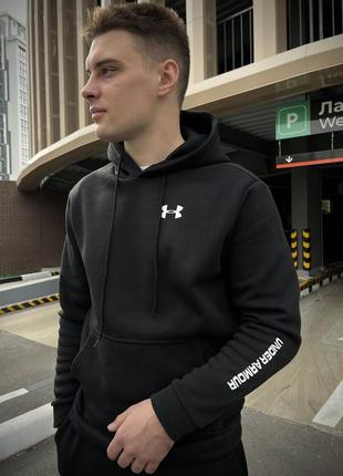 Зимовий чорний спортивний костюм under armour / теплий костюм худі + штани андер армор / костюм чорного кольору2 фото