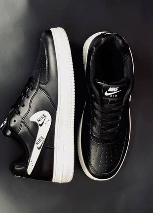 Nike air force1 чоловічі/ підліткові чорні з білою підошвою і емблемою розміри 35-45