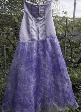 Выпусконое вечернее длинное фиолетовое, лиловое платье в пол блестками s m5 фото