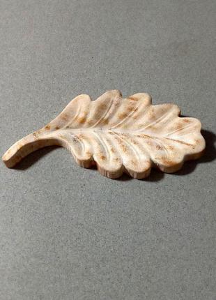 Підставка для ароматичних паличок лист дуба дерев'яна, різьблена 10 х 21 см.2 фото