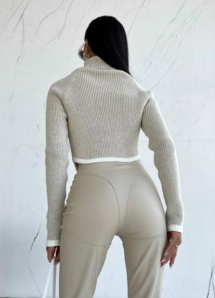Кожаные леггинсы брюки с имитацией бикини, эко кожа на замшевой основе3 фото