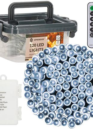Гірлянда на батарейках springos 9 м 120 led cl0172 cold white